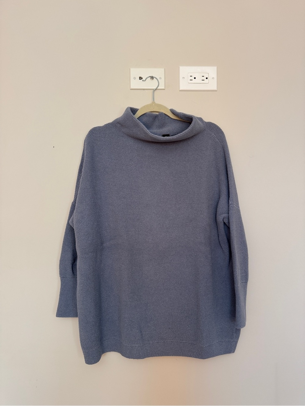 Free People Relaxed Cowl Neck Sweater - Dusty Blue